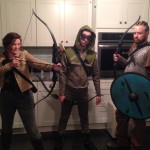 Me as Katniss Everdeen; Netto as the Green Arrow; and Paul as Ragnar Lodbrok.