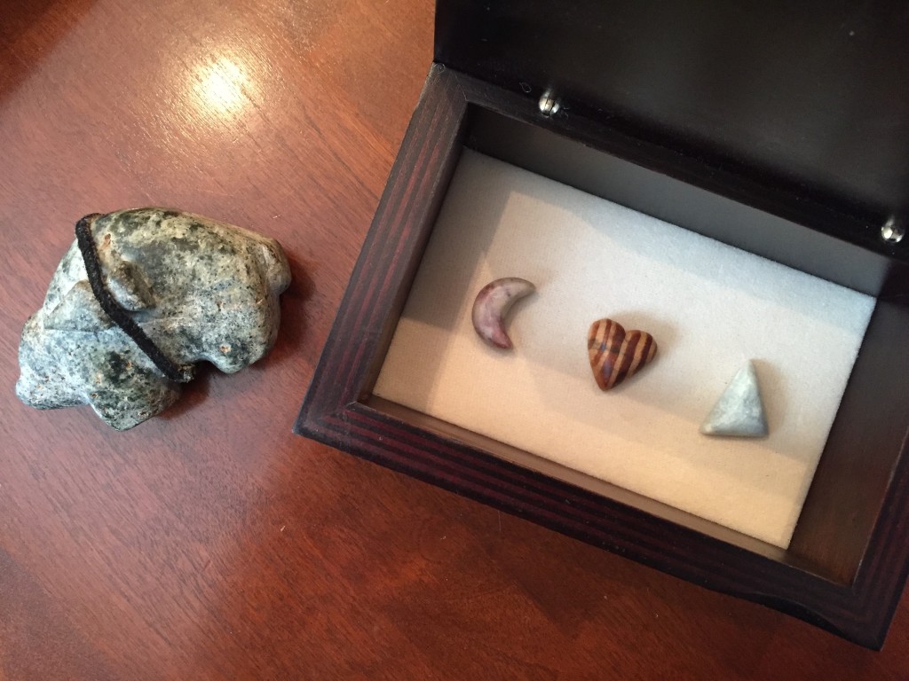 The bear and my stones: the moon, heart, and triangle